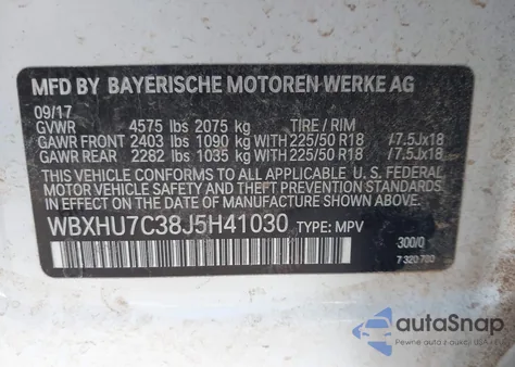 2018 BMW X1 Sdrive28I from USA, damaged, VIN WBXHU7C38J5H41030